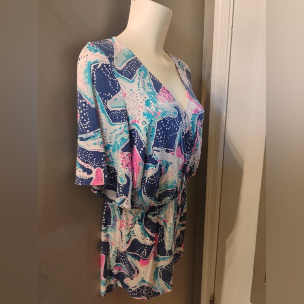 Lilly Pulitzer Madilyn Starfish Romper Size Small Women's * Missing Belt - Picture 2 of 8